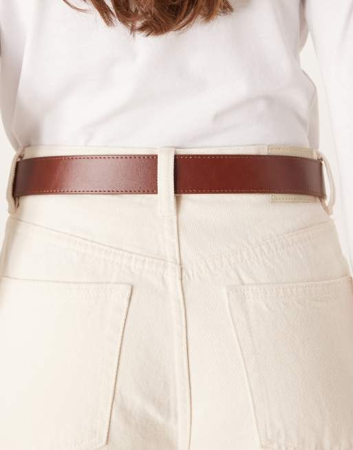Mango - Riem van imitatieleer met ovalen zilverkleurige gesp in bruin, 3 van 3