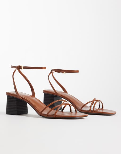 Mango – Riemchen-Sandaletten in Braun mit mittelhohem Blockabsatz, 3 von 4