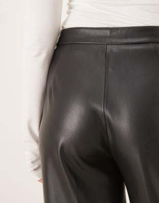 Mango Riga Faux Leather Straight Tailored Pants In Gray