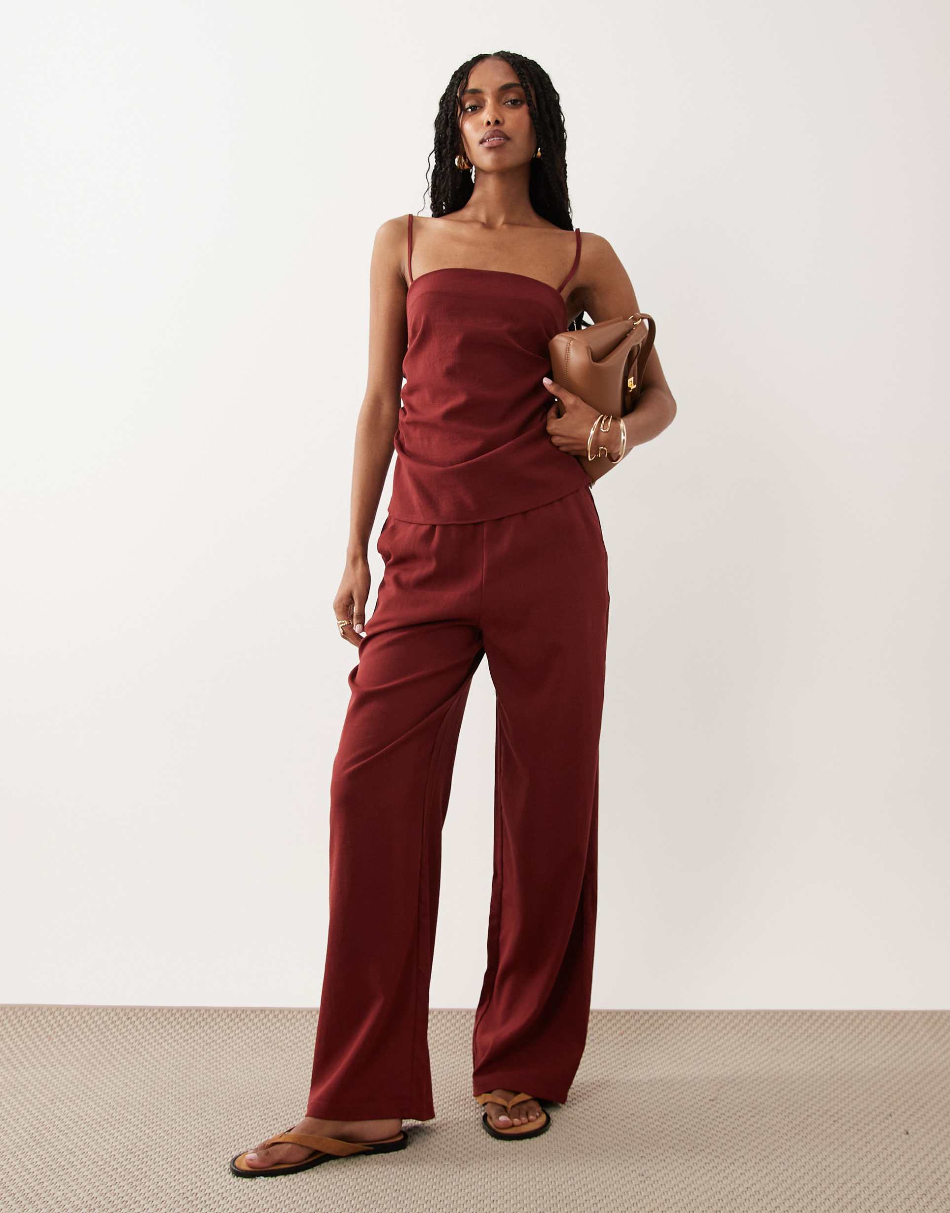 mango riga relaxed pants in red - part of a set