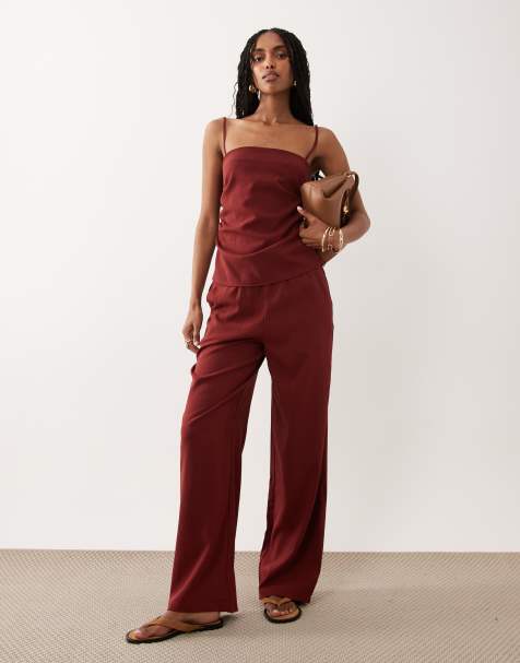 Mango Riga relaxed trouser co-ord in red - view 1