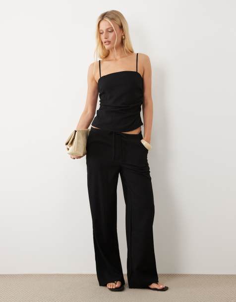 Mango - Riga - Ruimvallende broek in zwart, deel van co-ord set - view 1