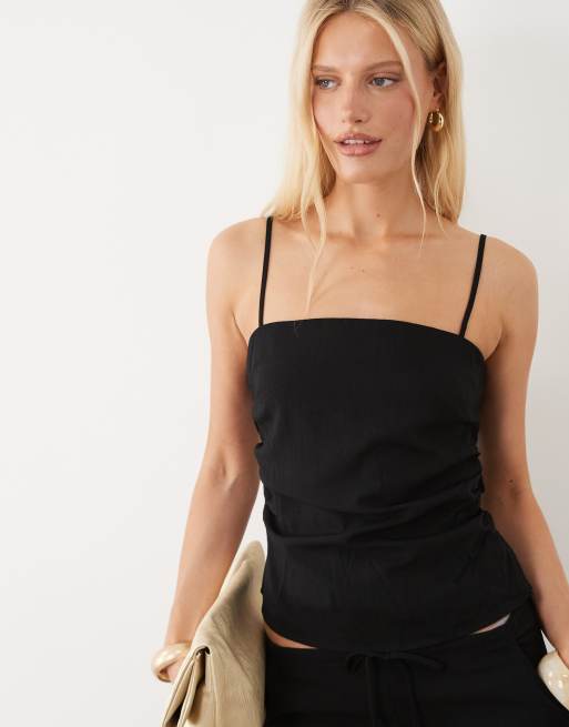 Mango - Riga - Coordinato nero con pantaloni e top con spalline sottili arricciato sul lato, 3 di 3