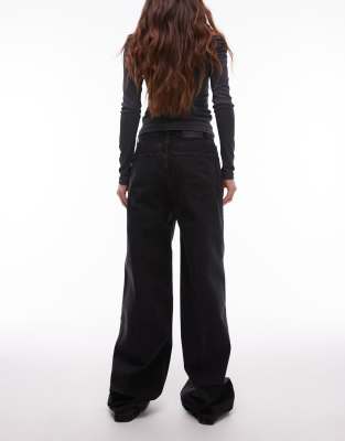 Mango Rigid Straight Leg Jeans In Black