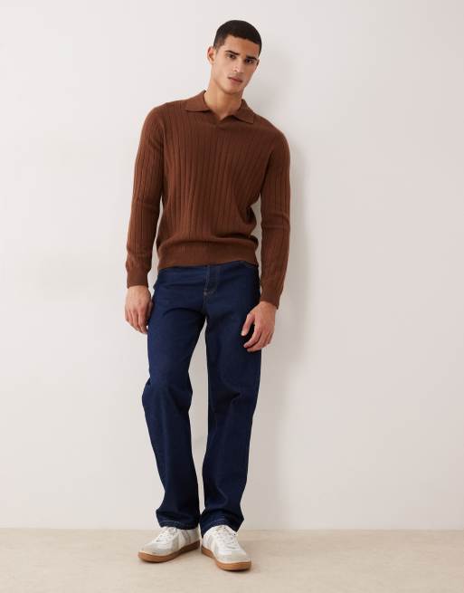 Mango – Rippstrick-Polohemd aus 100% Kaschmir in Braun, 2 von 5