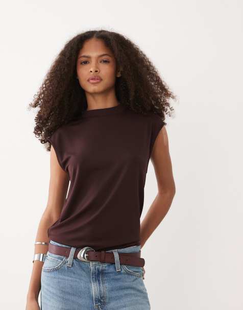 Mango - Ærmeløs og asymmetrisk lilla top - view 1