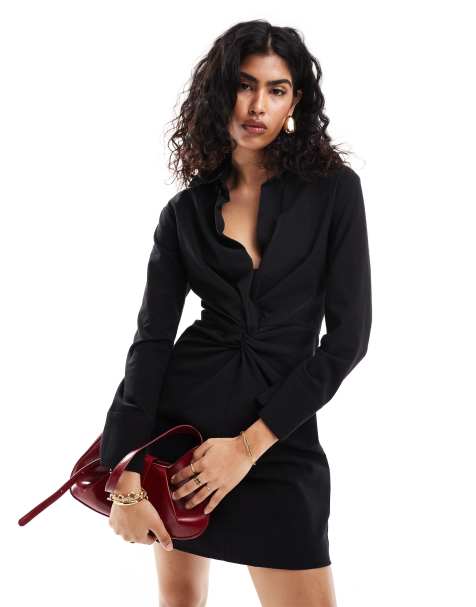 Mango - Robe à manches longues et taille cintrée - Noir - view 1