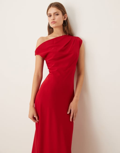 Mango - Robe asymétrique longueur mollet - Rouge, 3 de 4