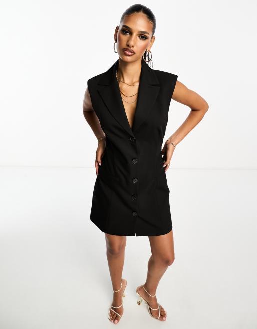 Mango Robe blazer mi longue sans manches Noir ASOS