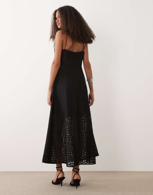 Mango - Robe caraco longue à broderies - Noir, 4 de 4