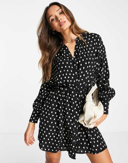 Mango Robe chemise pois Noir ASOS