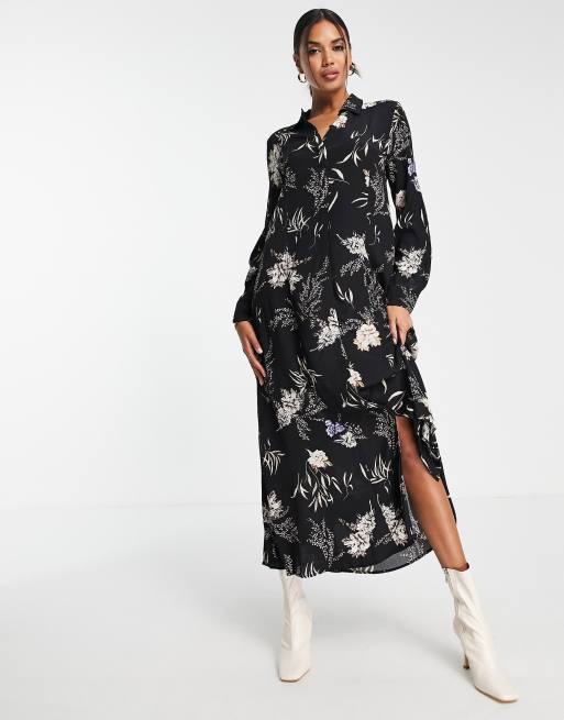 Mango - Robe chemise mi-longue à fleurs
