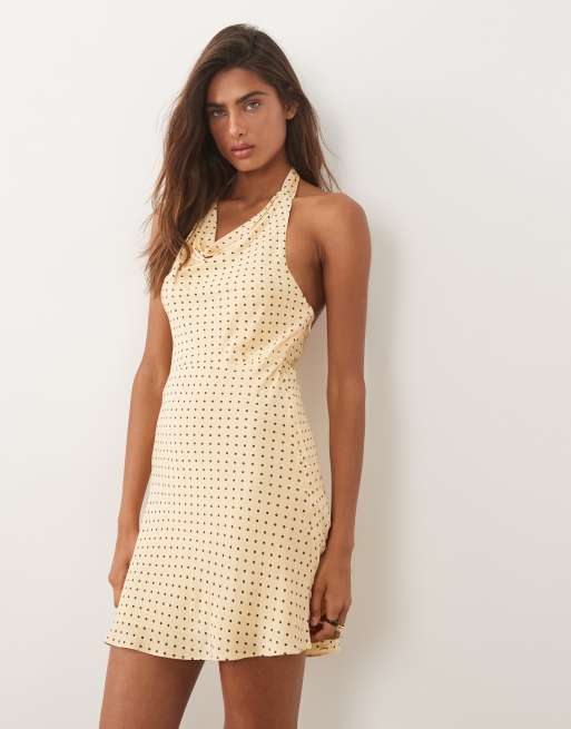 Mango - Robe courte dos nu à pois - Jaune, 4 de 4