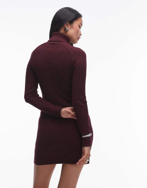 Robe Mango Marron Rouge En Tricot Manches Courtes - Taille L - Occasion Très Bon état