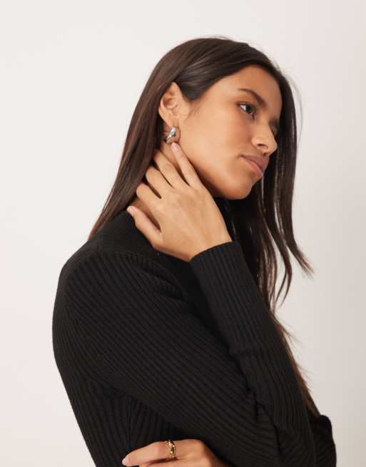 Mango - Robe courte en maille à manches longues - Noir, 4 de 4