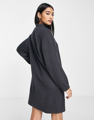 Femme Mango - Robe courte en maille à poches et col montant - Noir