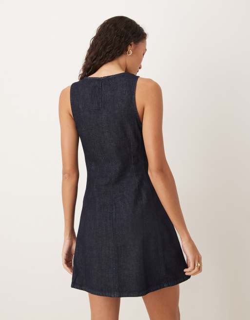 Mango - Robe courte et droite en coton aspect denim - Indigo, 2 de 4