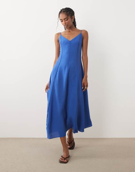 Mango - Robe longue à bretelles et coutures apparentes - Bleu électrique, 2 de 4