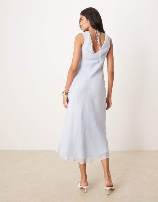 Mango - Robe longue à col bénitier et dos ouvert - Bleu pâle, 4 de 4