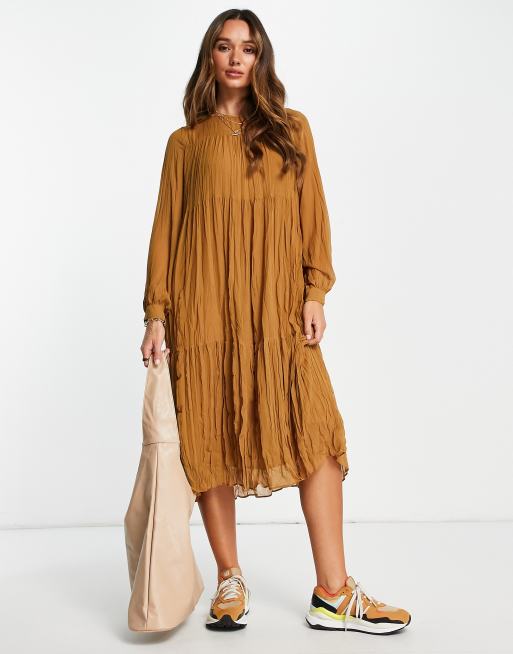 Mango Robe longue effet tag Marron ASOS