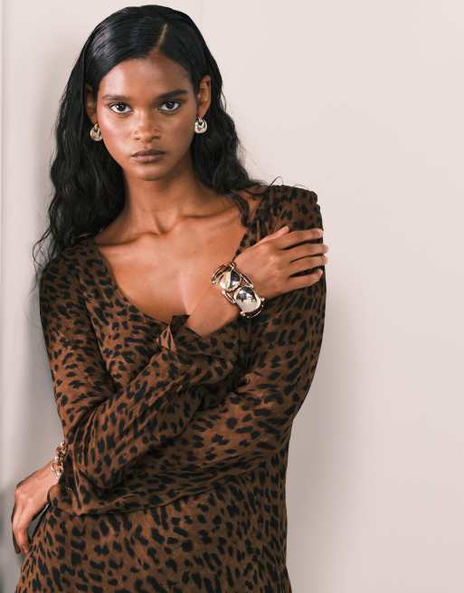 Robe Fluide Robe Longue Leopard Mango Robe Fluide En Imprimé