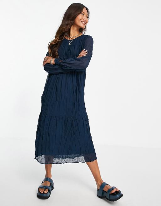Mango robe bleu marine clearance