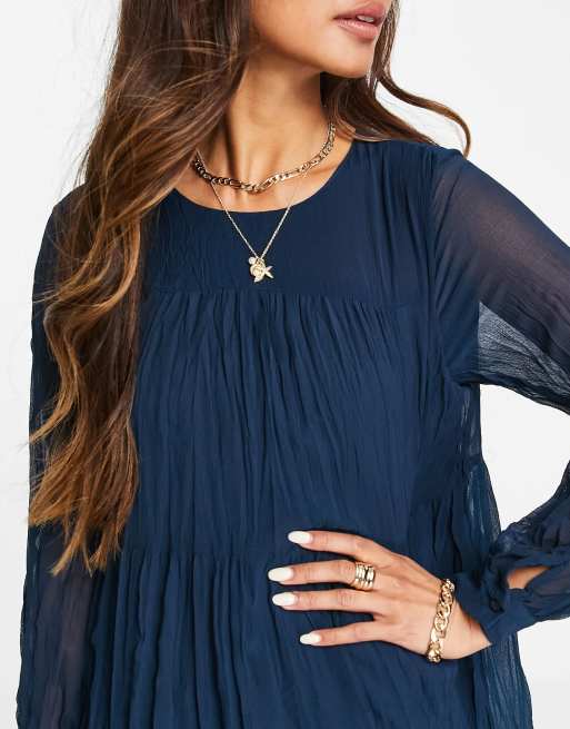 Robe longue mango bleu marine outlet
