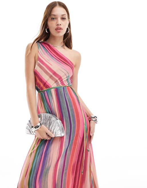 Mango - Robe longue et asymétrique à rayures - Multicolore