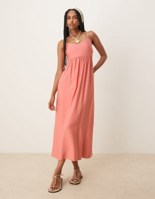 Mango - Robe longue évasée avec découpe sur les côtés - Orange