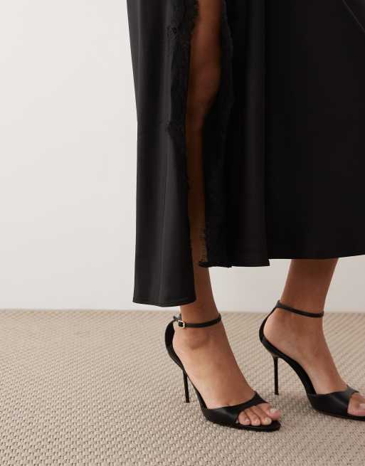 Mango - Robe longue sans manches à col montant et détail en dentelle - Noir, 4 de 4