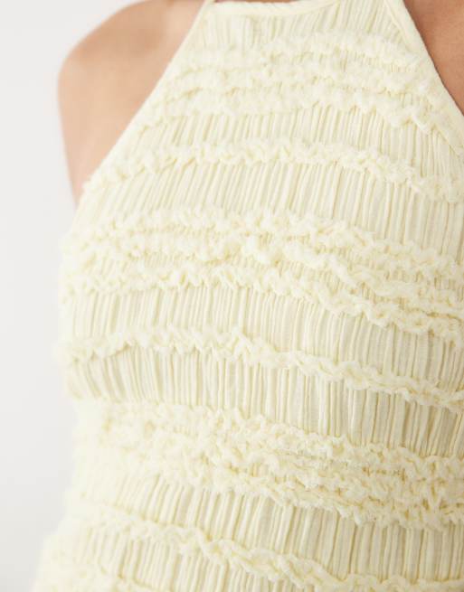 Mango - Robe longue texturée à dos nu - Jaune pastel, 4 de 4