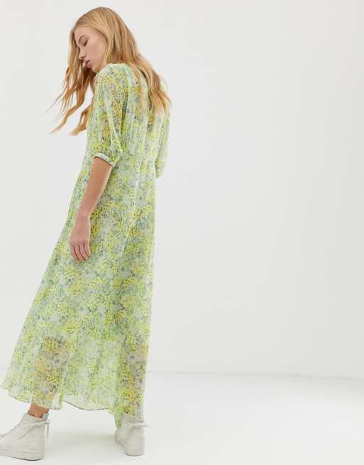 Robe mango best sale verte fleurs