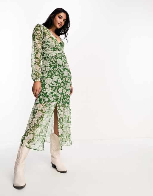 Mango robe longue verte hot sale