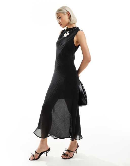Mango - Robe mi-longue à jupe transparente - Noir