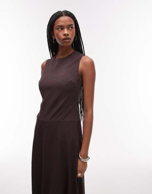  Mango - Robe mi-longue avec ourlet style boule - Chocolat, 4 de 4