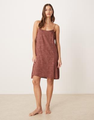 Mango - Robe nuisette en jacquard satiné - Marron-Brown