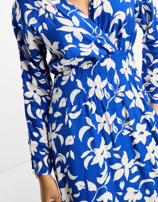 Mango Robe portefeuille à fleurs Bleu ASOS