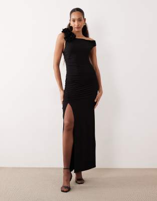 Robe sans manches coupe longue et asymétrique avec détail sur l'épaule - Noir L