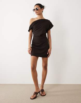 Mango - Robe sans manches courte et asymétrique - Marron