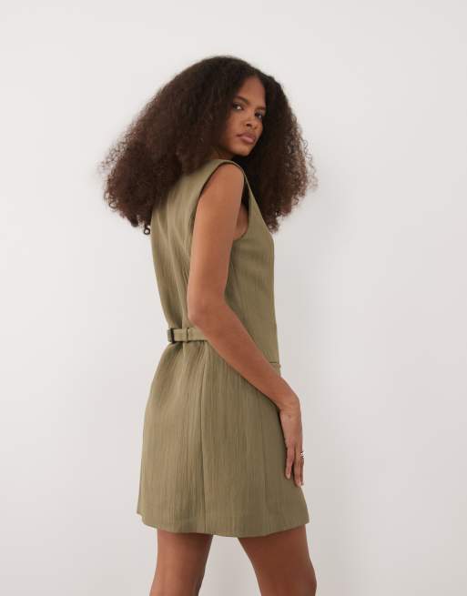 Mango - Robe sans manches courte et boutonnée - Vert, 4 de 4