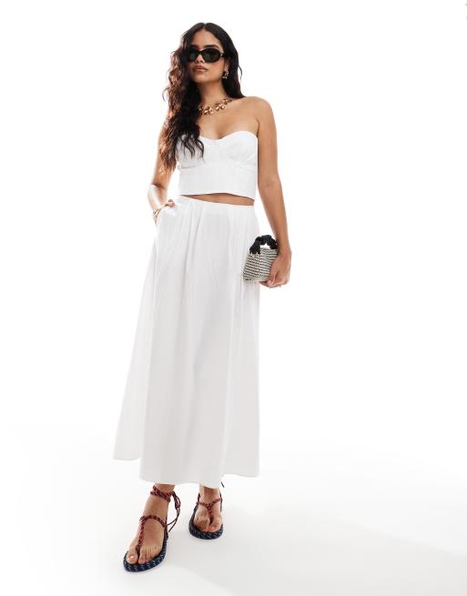 Mango - Rok met geplooide voorkant in wit, deel van co-ord set