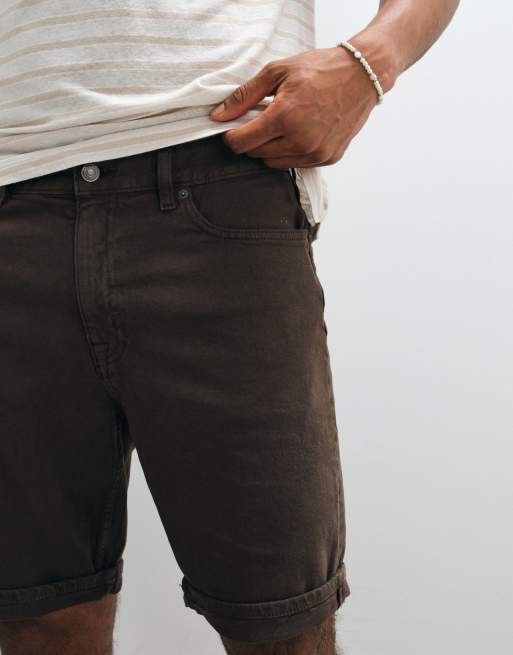 Mango roll hem denim shorts in brown, 2 of 5