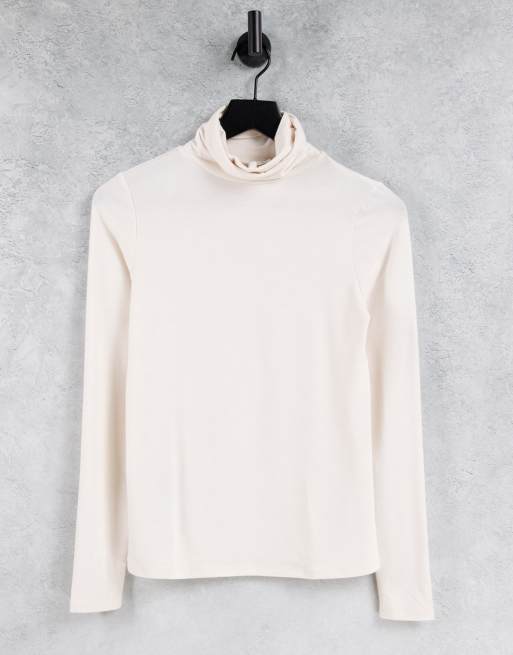 Mango roll neck top in cream ASOS