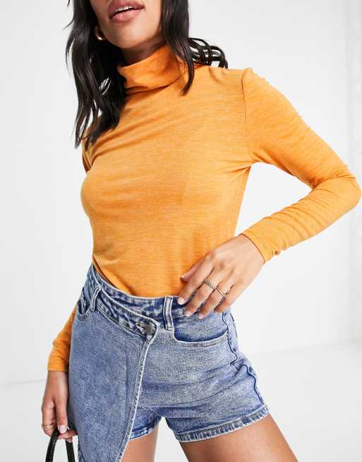 Mango roll neck top in orange ASOS