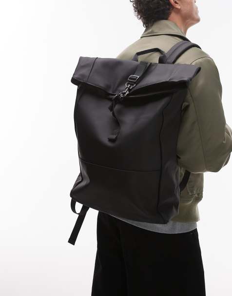 Mango roll top backpack in black - view 1