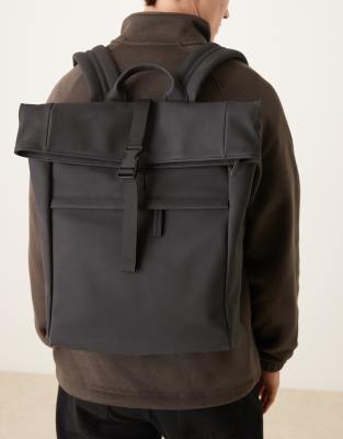 Mango Roll Top Backpack In Black