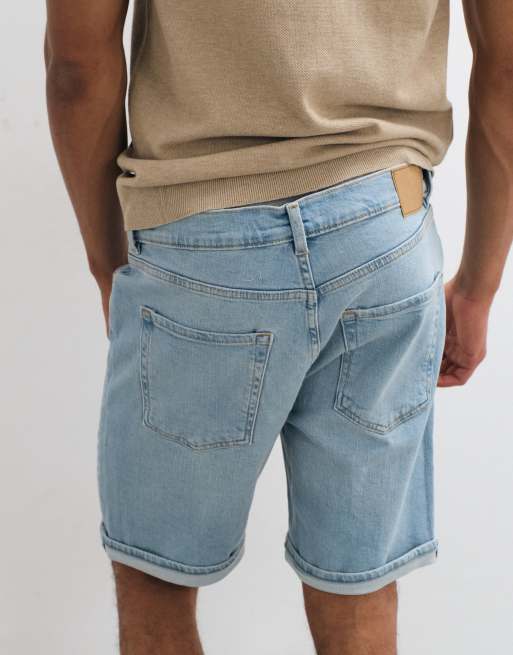Mango rolled hem denim shorts in light blue, 3 of 5
