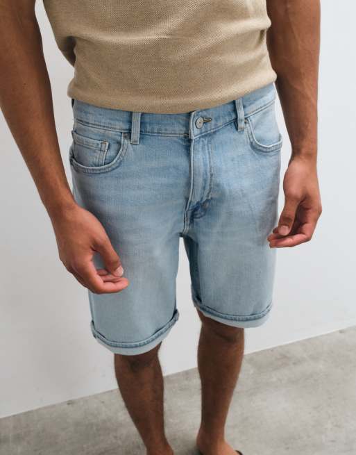 Mango rolled hem denim shorts in light blue, 5 of 5