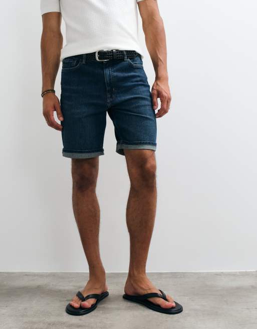 Mango rolled hem denim shorts in mid blue, 2 of 5