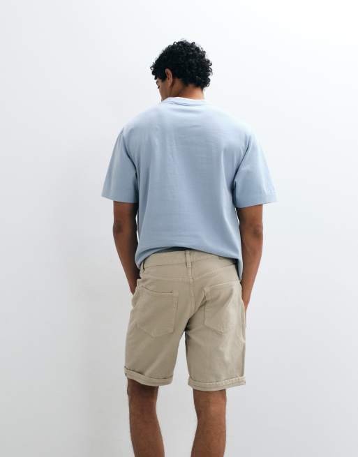 Mango rolled hem relaxed fit denim shorts in ecru, 4 of 5